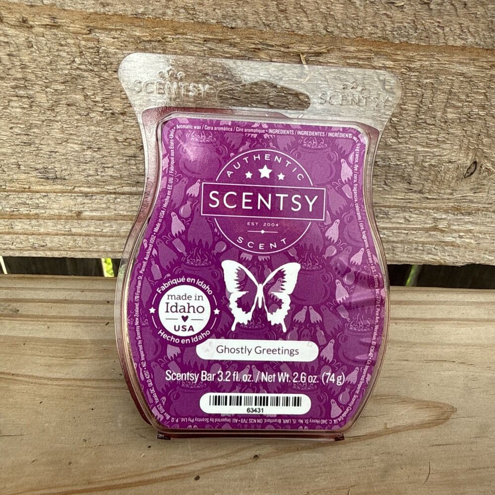 Scentsy Retired Ghostly Greetings 3.2 oz Purple Wax Fragrance Bar New